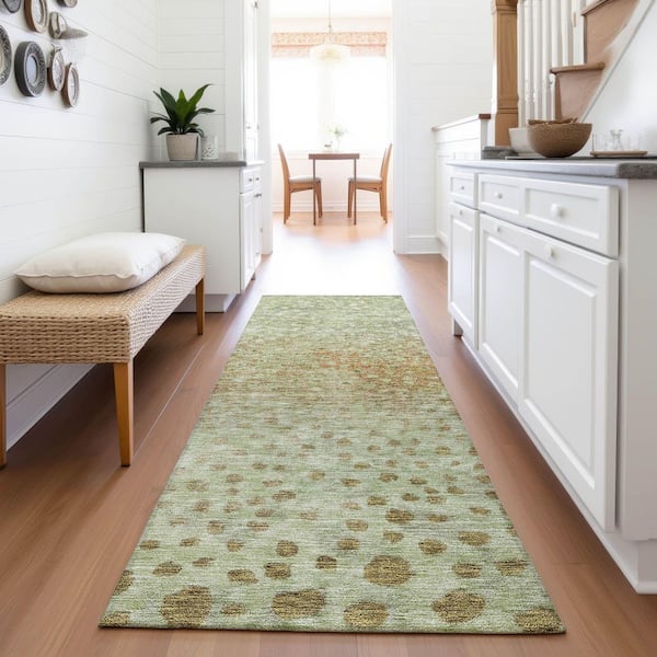 Mayfield Premium Machine Washable Abstract AMF1074 Aloe 2 ft. 3 in. x 7 ft. 6 in. Runner Rug