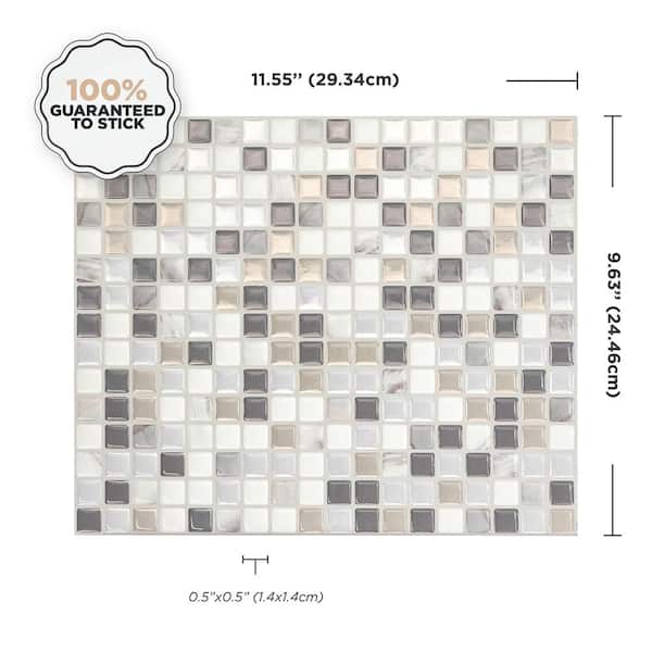 smart tiles Ravenna Inox 9.80 in W x 9.74 in Vinyl H Gray Peel and