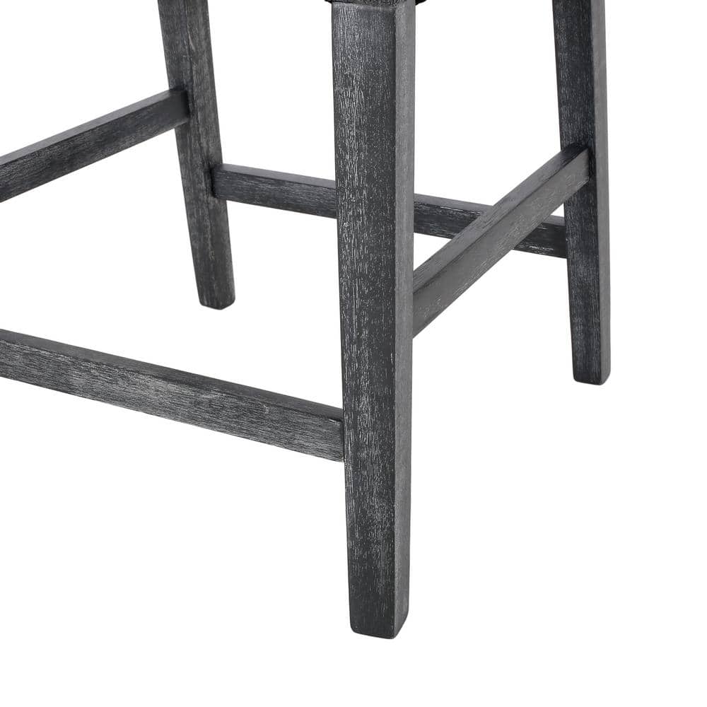 Charcoal and Gray Weathered Wood Extra Tall Counter Stool with Armrests