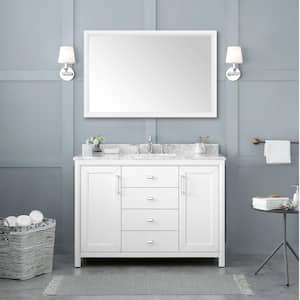 Rockleigh 46 in. W x 30 in. H Rectangular Framed Wall Mount Bathroom Vanity Mirror in White