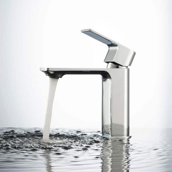 Single Handle Lever Handle Single Hole Bathroom Sink Faucet with Supply Lines and Pop-Up Drain in Chrome