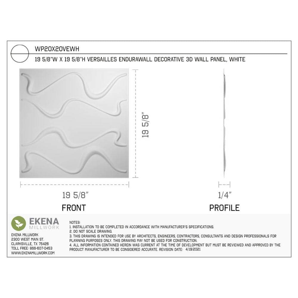 White Textured PVC 3D Decorative Wall Panel 19.63" x 19.63"