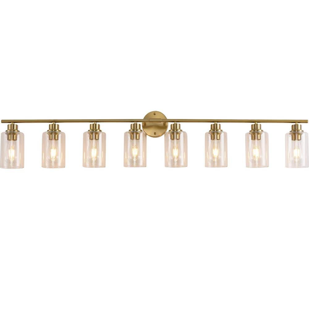 48.62 in. 8 Light Brass Vanity Light Fixtures Modern Bathroom Light Fixtures with Clear Glass Shade for Over Mirror price history on PriceWatchPro