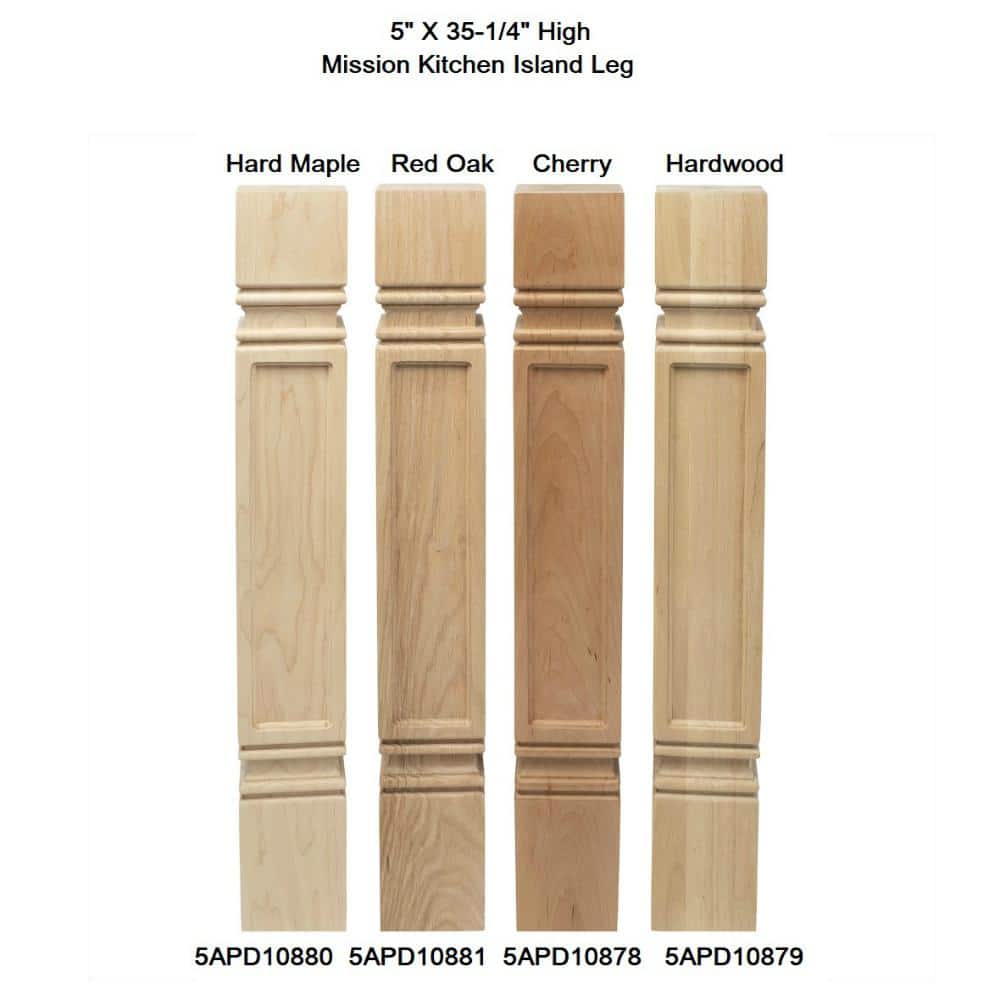 35.25" High Unfinished Hard Maple Mission Island Leg