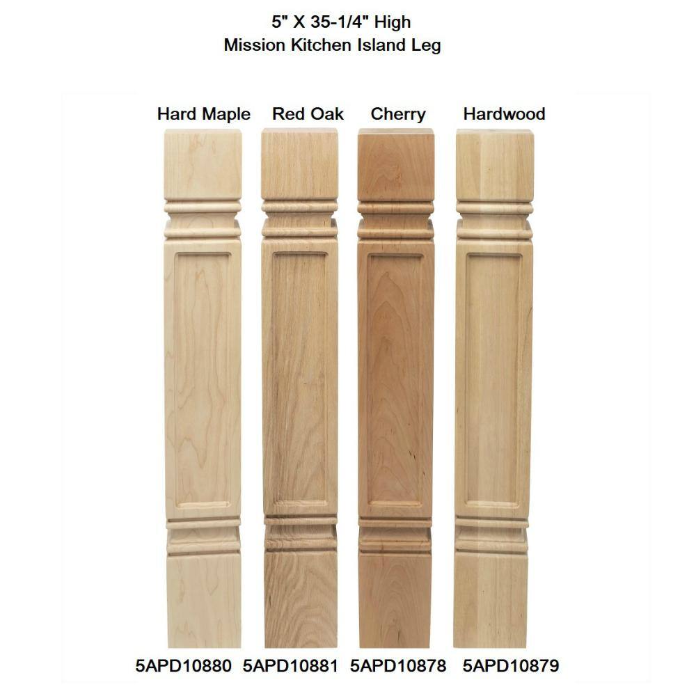 35.25" Unfinished Solid Hardwood Mission Kitchen Island Leg