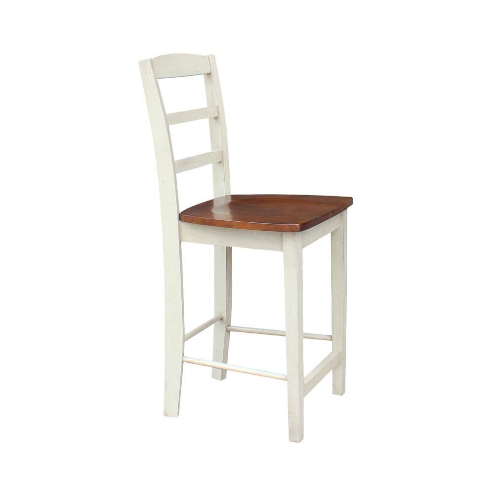 Antiqued Almond and Espresso Wood Counter Height Stool