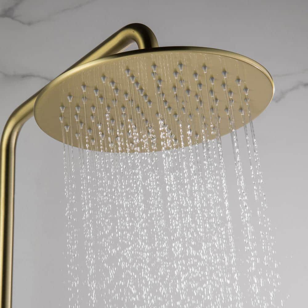 Brushed Gold Adjustable Rain Shower System with Handheld