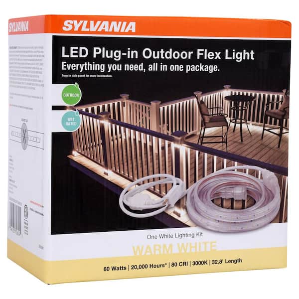 Sylvania 60-Watt Equivalent 32.8 ft. Plug-In Outdoor Flex Bright White Color LED Deck Rail Flexible Strip 75624 - The Depot