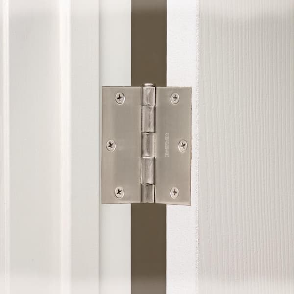 4 in. Square Corner Satin Nickel Door Hinge Value Pack (24-Pack)