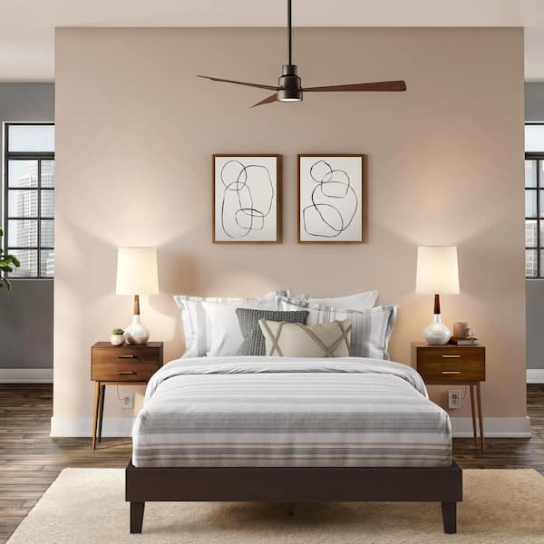StyleWell Beckdale Ebony Brown Wood King Platform Bed (75.55 in. W x 12 in. H)