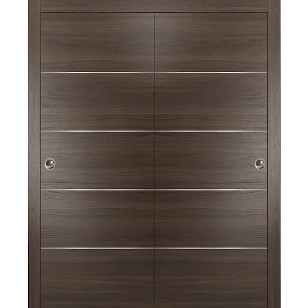 Sartodoors Planum 0020 84 In. X 96 In. Flush Chocolate Ash Finished ...