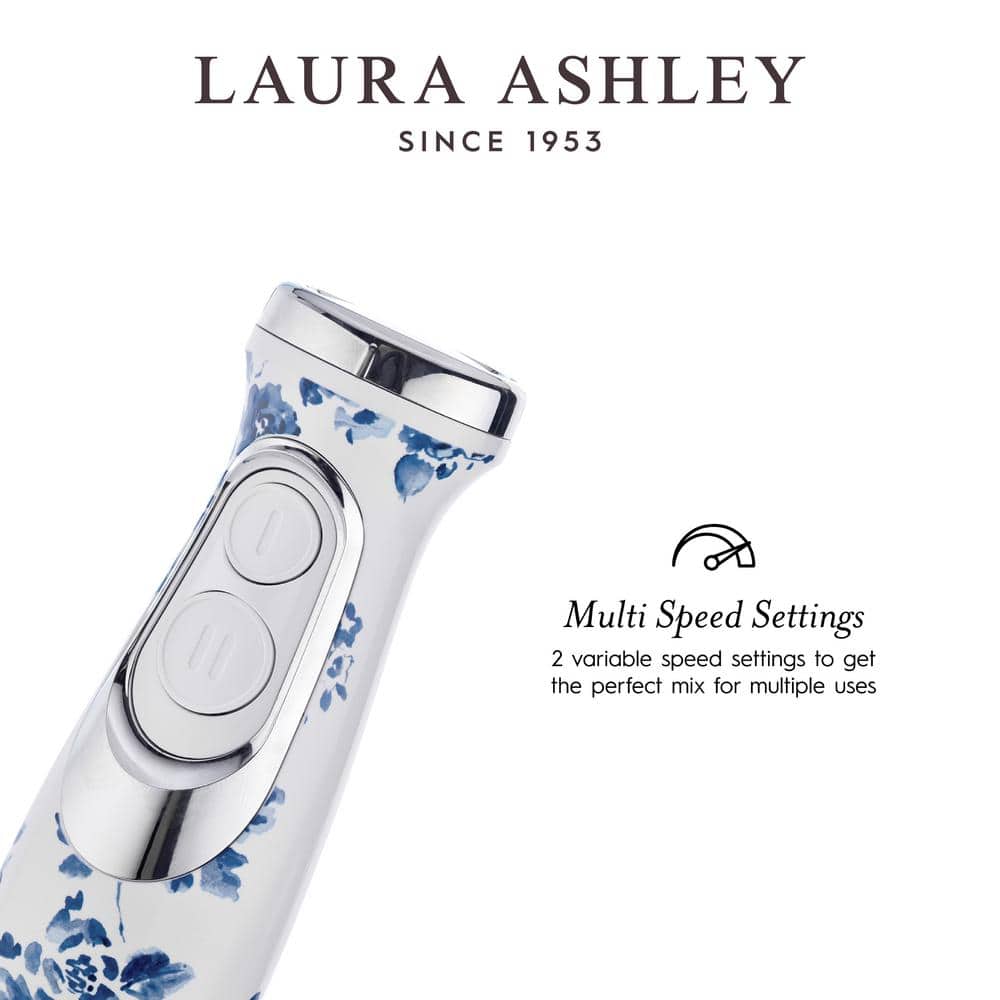 Laura Ashley White and Blue Floral 4-in-1 Immersion Blender Set