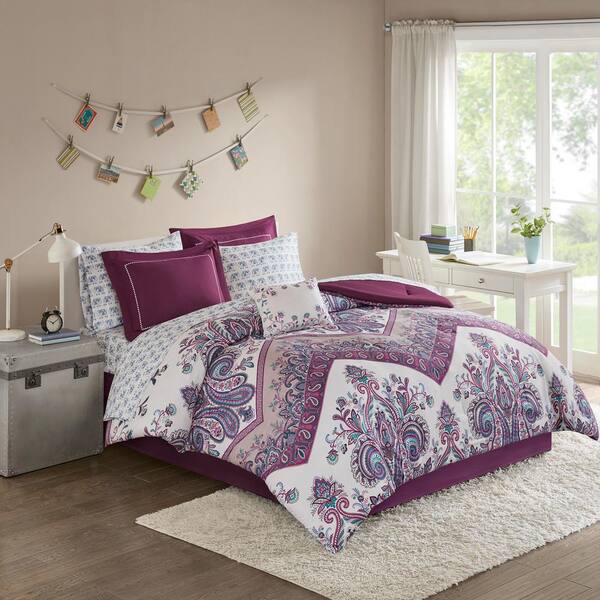 Intelligent Design Layne 7 Piece Purple, Purple Twin Size Bedding