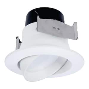 4 in. 2700K White Integrated LED Recessed Ceiling Light Fixture Adjustable Gimbal Trim Title 20 Compliant