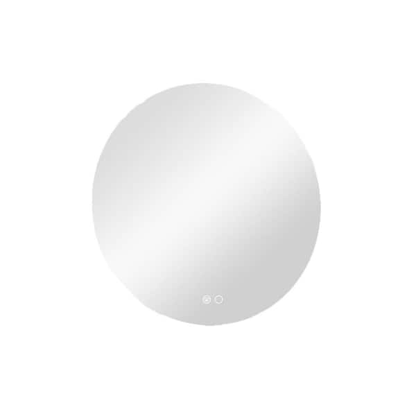 KeonJinn 32 in. W x 32 in. H Round Frameless 3-Colors Dimmable LED 