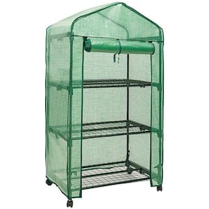 3-Tier 19 in. D. x 27 in. W. x 52 in. H Portable Rolling Greenhouse with Opaque Cover