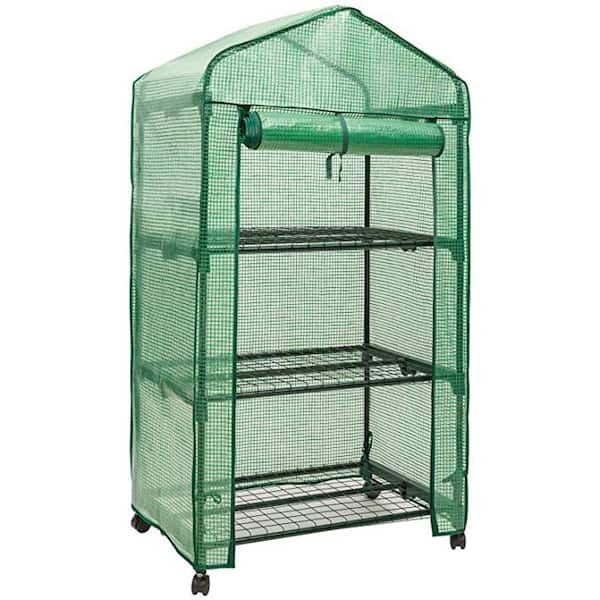 GENESIS 3-Tier 19 in. D. x 27 in. W. x 52 in. H Portable Rolling Greenhouse with Opaque Cover