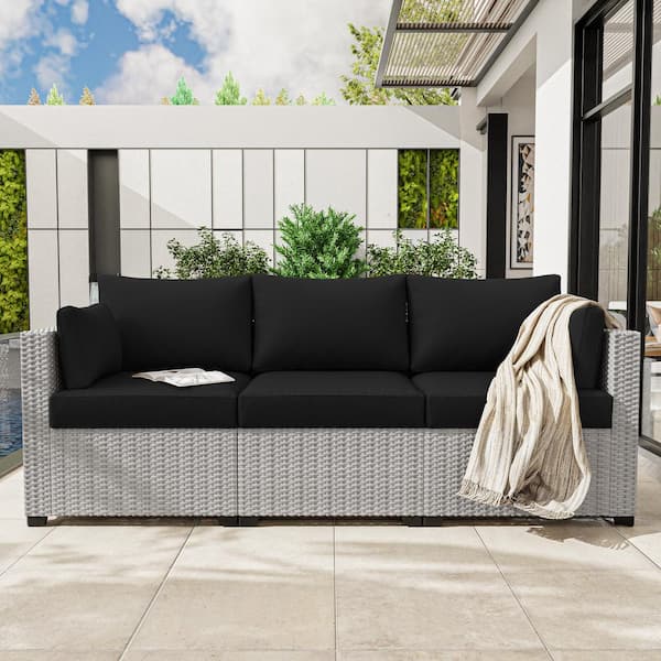8-Piece 25.6 in. Outdoor Replacement Lounge Cushion Covers Black
