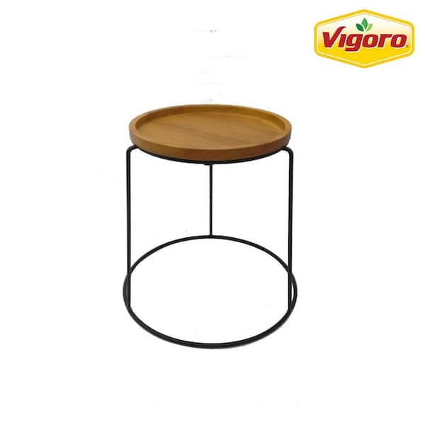 Vigoro 15 in. Wood Top Plant Stand