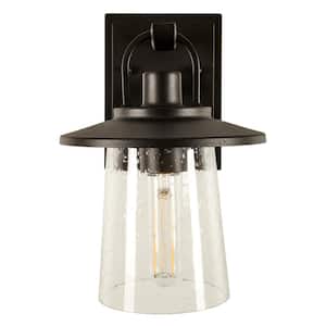 Andria 1-Light Black Hardwired Outdoor Wall Lantern Sconce