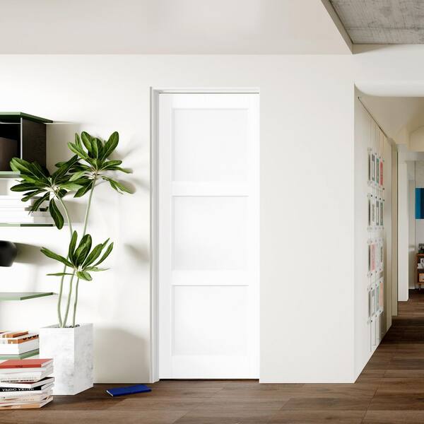 TENONER 32 in. x 80 in. 3-Panel, White Primed, Composite Prehung
