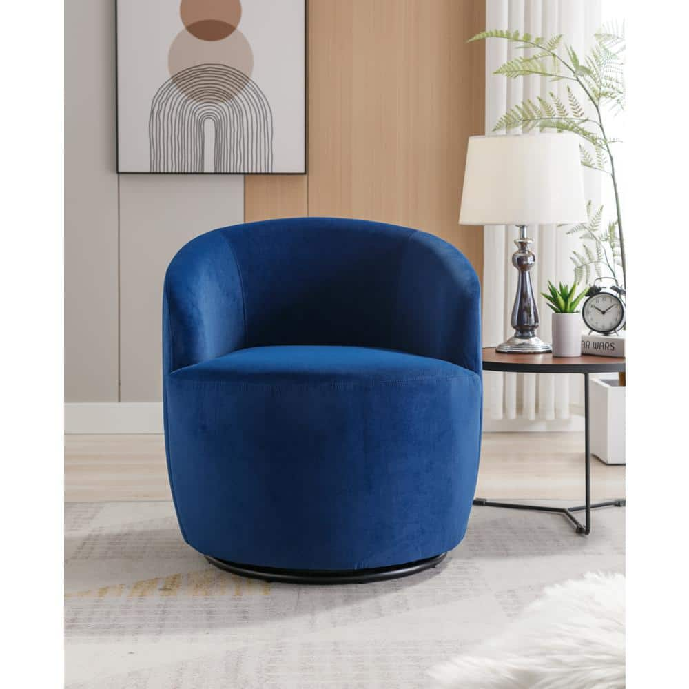 25 in. Blue Velvet Arm Chair with Black Coating Metal Ring BCFG-99 ...