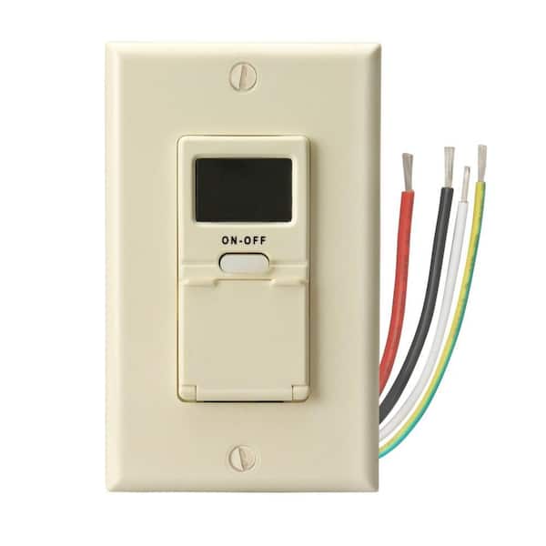Woods 15 Amp 7-Day In-Wall Programmable Digital Timer Switch, Almond