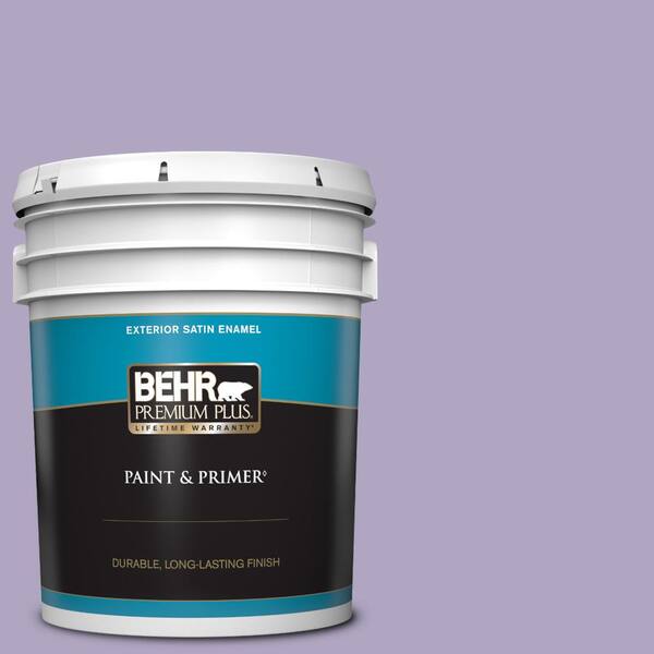 BEHR PREMIUM PLUS 5 gal. #650D-4 Winter Amethyst Satin Enamel Exterior Paint & Primer