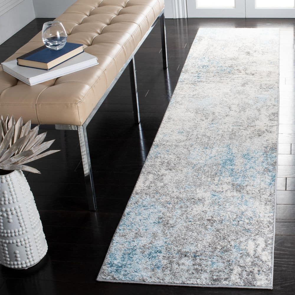 Tulum 2 ft. x 7 ft. Gray/Blue Rustic Abstract Runner Rug price history on PriceWatchPro
