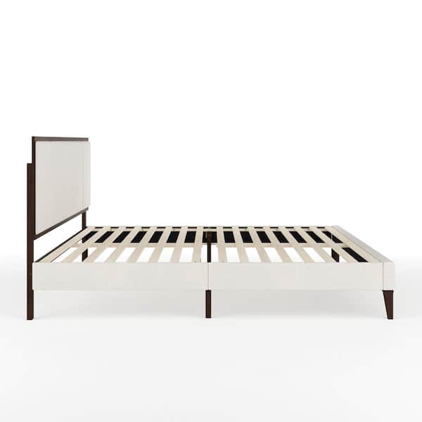 Jett Brown Wood Frame King Platform Bed with Upholstered Solid Wood