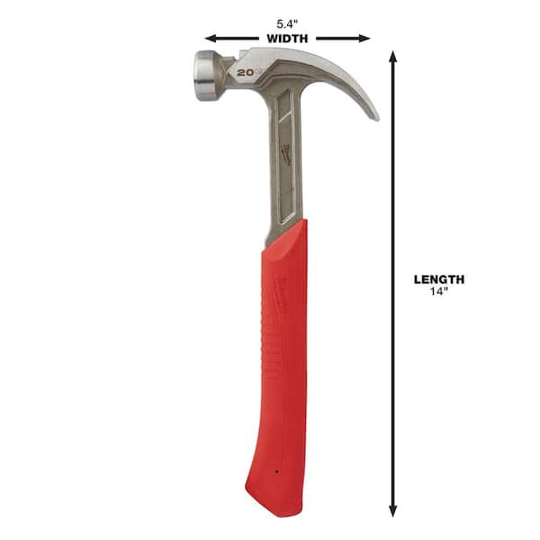 Milwaukee 20 oz. Curved Claw Smooth Face Hammer with Hammer Loop 