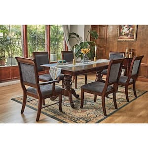 Zaim 7-Piece Rectangular Brown Wood Top Table Extendable Dining Set ( Seats 6)