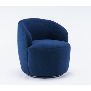 Blue Teddy fabric swivel accent armchair