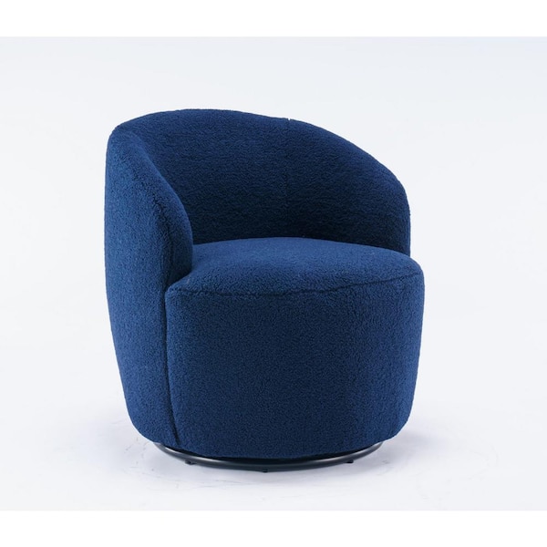 JASMODER Blue Teddy fabric swivel accent armchair