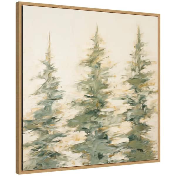 Sylvie "Evergreen Trees Abstract" by The Creative Bunch Studio Natural Framed Art Print 30 in. x 30 in.