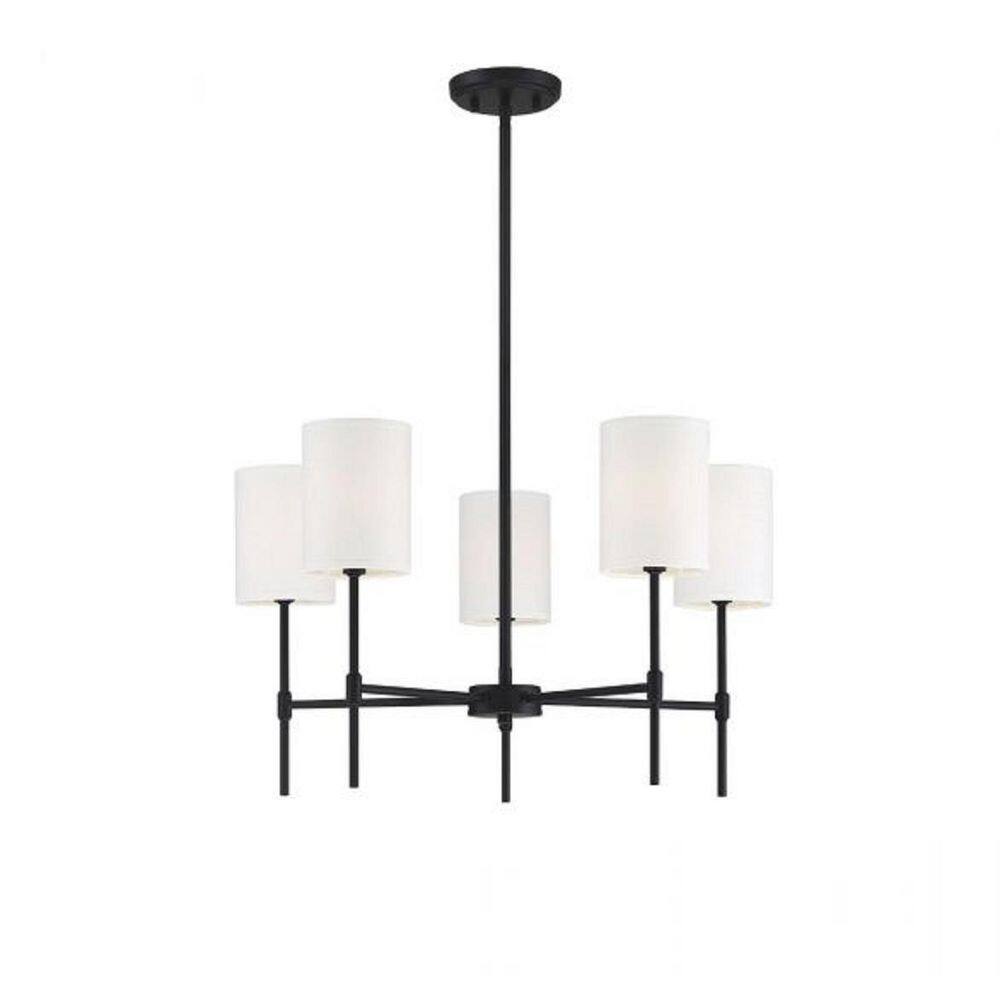 Matte Black and White Fabric 5-Light Chandelier
