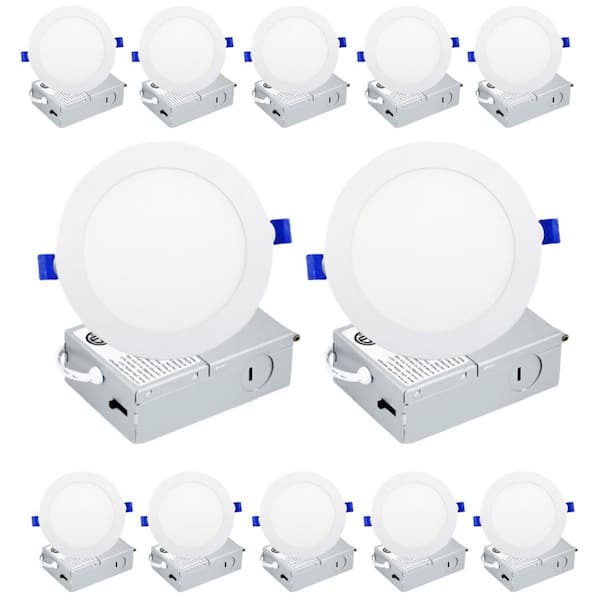 KOAOEIRS 5/6 in. Color Selectable (2700K-5000K) Integrated LED Canless Recessed Light Indoor/Outdoor Ultra Thin Downlight 12-Pack