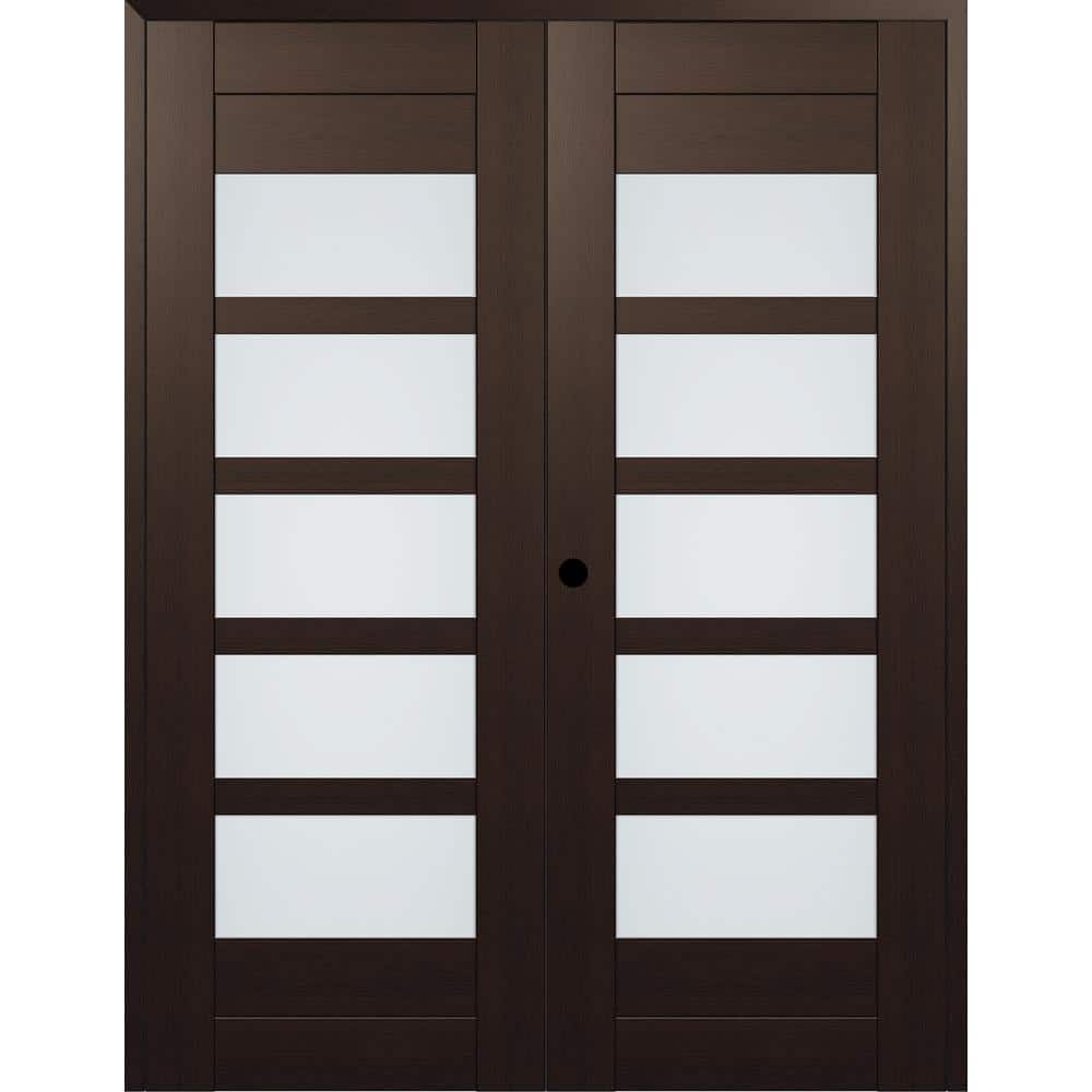 07-07 48 in. x 96 in. Right Active 5-Lite Frosted Glass Veralinga Oak Wood Composite Double Prehung Interior Door price history on PriceWatchPro