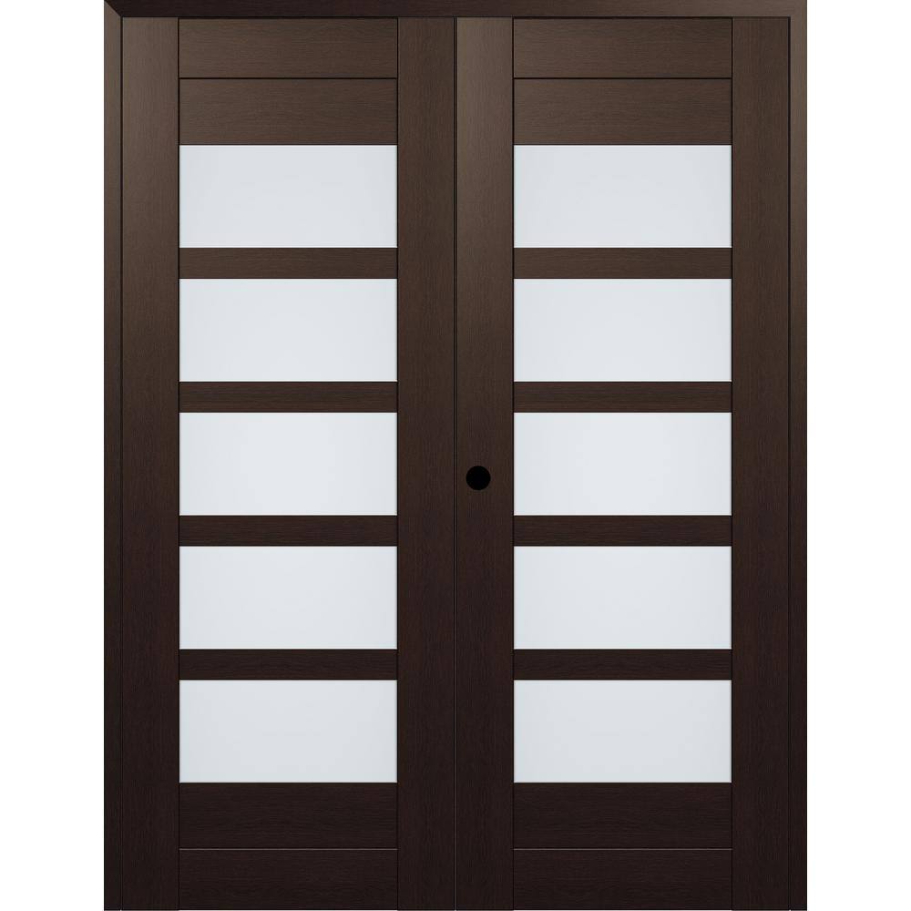 Vona 07-07 56 in. x 80 in. Right Active 5-Lite Frosted Glass Vera Linga Oak Wood Composite Double Prehung Interior Door price history on PriceWatchPro