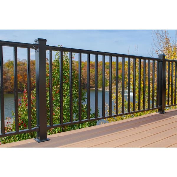 EZ Handrail 3 in. x 3 in. x 50 in. Textured Black Aluminum Post