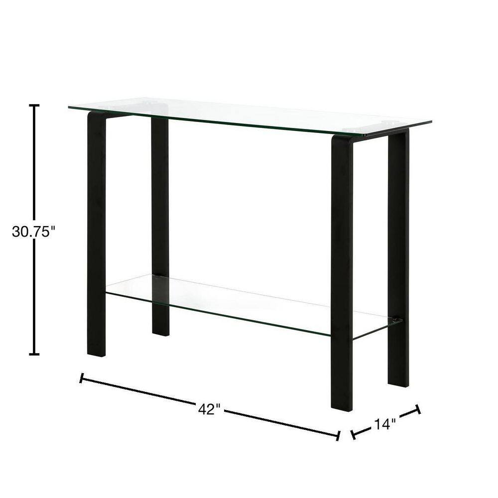 Sleek Metallic 42" Blackened Bronze Glass Console with Storage