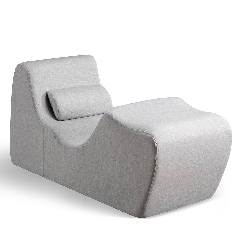 Light Grey Zero Gravity Foam Chaise Lounger with Lumbar Pillow