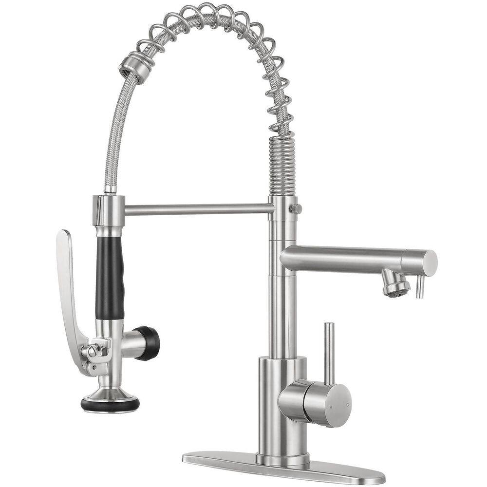Single Handle 18 in. H Pull Down Sprayer Kitchen Faucet with Advanced Spray in Brushed Nickel price history on PriceWatchPro