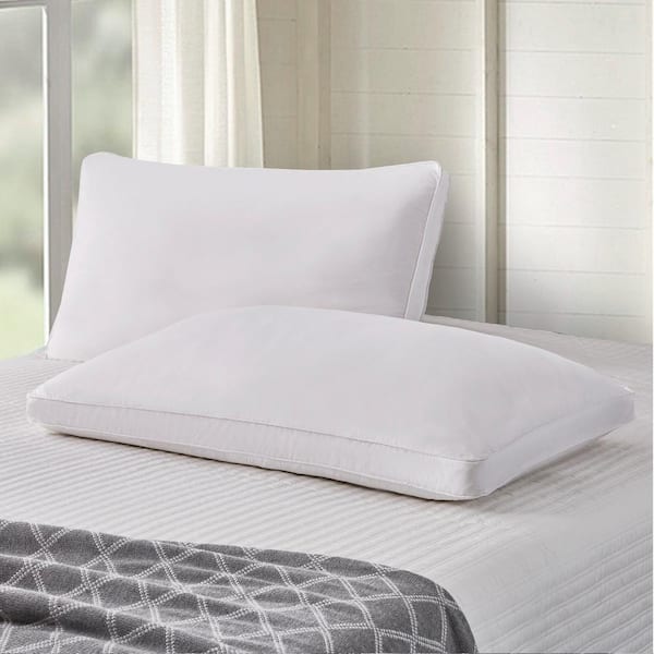 SCOTT LIVING 330-Thread Count White Goose Feather Side Sleeper Medium Density and Down Fiber King Size Pillow (2-Pack)