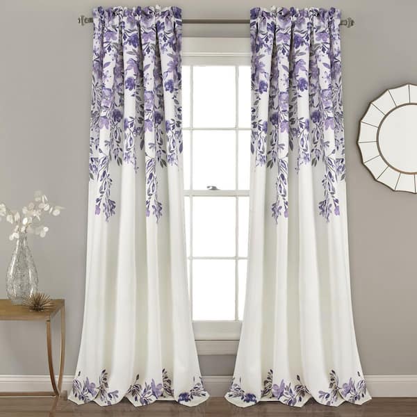 HOMEBOUTIQUE Tanisha Light 52 in. W x 108 in. L Filtering Window Curtain Panels in Purple/Gray 2 Set