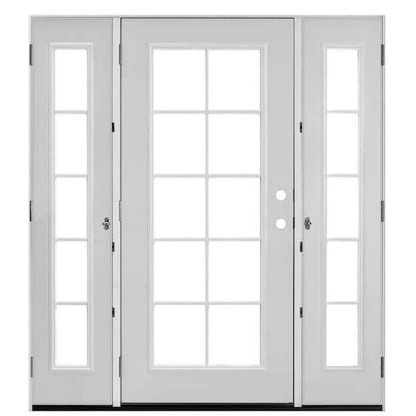 Masonite 72 In X 80 Primed White, Single Patio Door With Venting Sidelites