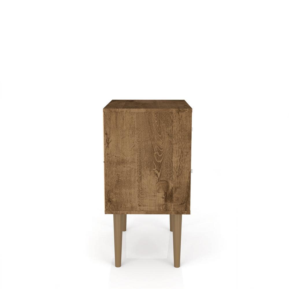 Rustic Brown & 3D Prints Mid-Century Modern 2-Drawer Nightstand