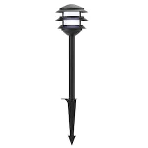 Lauderdale Low Voltage Matte Black Color Changing LED 3-Tier Outdoor Landscape Path Light Powered by Hubspace