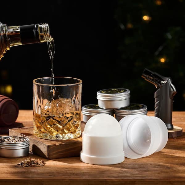 Wood Whiskey Smoker Kit with No Butane for Making Cocktails, Infusing Old Fashioned Drinks and Birthday Gift