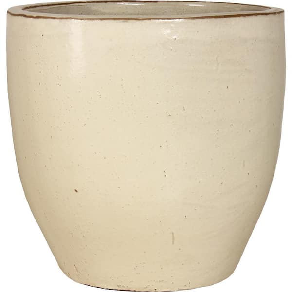 Unbranded 18 in. Antique White Ceramic Egg Planter